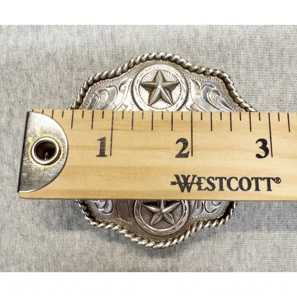 Silver Texas Star Center Bar Belt Buckle 3